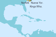 Visitando Nueva York (Estados Unidos), Norfolk (Virginia/EEUU), Kings Wharf (Bermudas), Kings Wharf (Bermudas), Kings Wharf (Bermudas), Nueva York (Estados Unidos)