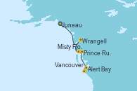 Visitando Juneau (Alaska), Wrangell (Alaska), Misty Fjords (CRUCERO), Prince Rupert (Canadá), Alert Bay (Canada), Vancouver (Canadá)