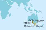 Visitando Sydney (Australia), Melbourne (Australia), Adelaide (Australia), Isla Canguro (Australia), Hobart (Australia), Sydney (Australia)