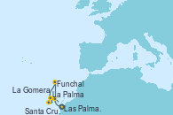 Visitando Las Palmas de Gran Canaria (España), Funchal (Madeira), Funchal (Madeira), La Palma (Islas Canarias/España), La Gomera (Islas Canarias/España), Santa Cruz de Tenerife (España), Las Palmas de Gran Canaria (España), Las Palmas de Gran Canaria (España)