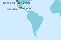 Visitando San Diego (California/EEUU), Puerto Vallarta (México), Mazatlan (México), Cabo San Lucas (México), San Diego (California/EEUU)