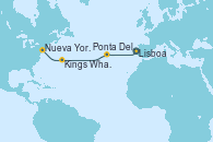 Visitando Lisboa (Portugal),Navegación,Ponta Delgada (Azores),Navegación,Navegación,Navegación,Navegación,Kings Wharf (Bermudas),Navegación,Nueva York (Estados Unidos)