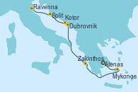 Visitando Atenas (Grecia), Mykonos (Grecia), Zakinthos (Grecia), Dubrovnik (Croacia), Kotor (Montenegro), Split (Croacia), Ravenna (Italia)
