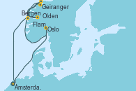 Visitando Ámsterdam (Holanda), Oslo (Noruega), Geiranger (Noruega), Flam (Noruega), Olden (Noruega), Bergen (Noruega), Ámsterdam (Holanda)