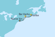 Visitando Nueva York (Estados Unidos), Bar Harbor (Maine), Saint John (New Brunswick/Canadá), Halifax (Canadá), Nueva York (Estados Unidos)