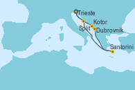 Visitando Trieste (Italia), Dubrovnik (Croacia), Kotor (Montenegro), Santorini (Grecia), Split (Croacia), Trieste (Italia)