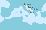 Visitando Venecia (Italia), Zadar (Croacia), Kotor (Montenegro), Bari (Italia)