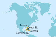 Visitando Tampa (Florida), Cayo Hueso (Key West/Florida), Great Stirrup Cay (Bahamas), Nassau (Bahamas), Tampa (Florida)