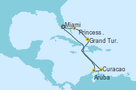 Visitando Miami (Florida/EEUU), Princess Cays (Caribe), Grand Turks(Turks & Caicos), Aruba (Antillas), Curacao (Antillas), Miami (Florida/EEUU)