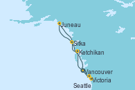 Visitando Vancouver (Canadá), Vancouver (Canadá), Ketchikan (Alaska), Sitka (Alaska), Juneau (Alaska), Victoria (Canadá), Seattle (Washington/EEUU)