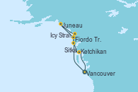 Visitando Vancouver (Canadá), Sitka (Alaska), Fiordo Tracy Arm (Alaska), Juneau (Alaska), Icy Strait Point (Alaska), Ketchikan (Alaska), Vancouver (Canadá)