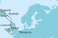 Visitando Ámsterdam (Holanda), Reykjavik (Islandia), Reykjavik (Islandia), Ísafjörður (Islandia), Seydisfjordur (Islandia), Belfast (Irlanda), Liverpool (Reino Unido), Cork (Irlanda), Ámsterdam (Holanda)