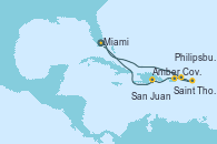 Visitando Miami (Florida/EEUU), Saint Thomas (Islas Vírgenes), Philipsburg (St. Maarten), San Juan (Puerto Rico), Amber Cove (República Dominicana), Miami (Florida/EEUU)