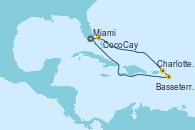 Visitando Miami (Florida/EEUU), CocoCay (Bahamas), Charlotte Amalie (St. Thomas), Basseterre (Antillas), Miami (Florida/EEUU)