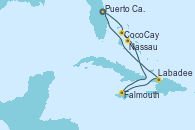 Visitando Puerto Cañaveral (Florida), CocoCay (Bahamas), Nassau (Bahamas), Falmouth (Jamaica), Labadee (Haiti), Puerto Cañaveral (Florida)