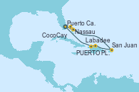 Visitando Puerto Cañaveral (Florida), Nassau (Bahamas), CocoCay (Bahamas), San Juan (Puerto Rico), PUERTO PLATA, REPUBLICA DOMINICANA, Labadee (Haiti), Puerto Cañaveral (Florida)