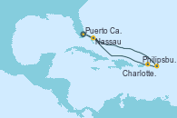 Visitando Puerto Cañaveral (Florida), Philipsburg (St. Maarten), Charlotte Amalie (St. Thomas), Nassau (Bahamas), Puerto Cañaveral (Florida)