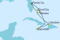 Visitando Puerto Cañaveral (Florida), Nassau (Bahamas), CocoCay (Bahamas), Falmouth (Jamaica), Labadee (Haiti), Puerto Cañaveral (Florida)