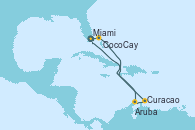 Visitando Miami (Florida/EEUU), CocoCay (Bahamas), Aruba (Antillas), Curacao (Antillas), Miami (Florida/EEUU)