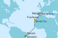 Visitando Salvador de Bahía (Brasil), Maceió (Brasil), Santa Cruz de la Palma (España), Fuerteventura (Canarias/España), Málaga, Barcelona