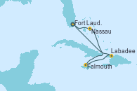 Visitando Fort Lauderdale (Florida/EEUU), Nassau (Bahamas), Falmouth (Jamaica), Labadee (Haiti), Fort Lauderdale (Florida/EEUU)