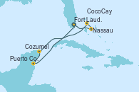 Visitando Fort Lauderdale (Florida/EEUU), Nassau (Bahamas), CocoCay (Bahamas), Cozumel (México), Puerto Costa Maya (México), Fort Lauderdale (Florida/EEUU)