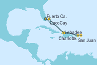 Visitando Puerto Cañaveral (Florida), Labadee (Haiti), San Juan (Puerto Rico), Charlotte Amalie (St. Thomas), CocoCay (Bahamas), Puerto Cañaveral (Florida)