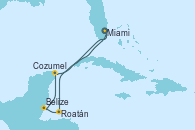 Visitando Miami (Florida/EEUU), Roatán (Honduras), Belize (Caribe), Cozumel (México), Miami (Florida/EEUU)