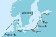 Visitando Ámsterdam (Holanda), Kiel (Alemania), Gdynia (Polonia), Klaipeda (Lituania), Riga (Letonia), Tallin (Estonia), Estocolmo (Suecia)
