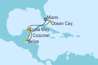 Visitando Miami (Florida/EEUU), Costa Maya (México), Belize (Caribe), Cozumel (México), Ocean Cay MSC Marine Reserve (Bahamas), Miami (Florida/EEUU)