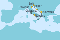 Visitando Civitavecchia (Roma), Nápoles (Italia), Dubrovnik (Croacia), Split (Croacia), Koper (Eslovenia), Ravenna (Italia)
