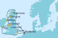 Visitando Ámsterdam (Holanda), Inverness (Escocia), Glasgow (Escocia), Belfast (Irlanda), Holyhead (Gales/Reino Unido), Liverpool (Reino Unido), Cork (Irlanda), Dover (Inglaterra), Ámsterdam (Holanda)
