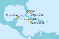 Visitando Miami (Florida/EEUU), Ocean Cay MSC Marine Reserve (Bahamas), Montego Bay (Jamaica), Gran Caimán (Islas Caimán), Costa Maya (México), Miami (Florida/EEUU)