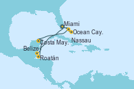 Visitando Miami (Florida/EEUU), Nassau (Bahamas), Ocean Cay MSC Marine Reserve (Bahamas), Ocean Cay MSC Marine Reserve (Bahamas), Miami (Florida/EEUU), Belize (Caribe), Roatán (Honduras), Costa Maya (México), Ocean Cay MSC Marine Reserve (Bahamas), Miami (Florida/EEUU)