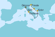Visitando Génova (Italia), Civitavecchia (Roma), Kotor (Montenegro), Split (Croacia), Trieste (Italia)