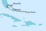 Visitando Miami (Florida/EEUU), Cayo Hueso (Key West/Florida), Nassau (Bahamas), Great Stirrup Cay (Bahamas), Miami (Florida/EEUU)