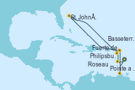 Visitando Fuerte de France (Martinica), Pointe a Pitre (Guadalupe), Philipsburg (St. Maarten), St. John´s (Antigua y Barbuda), Basseterre (Antillas), Roseau (Dominica), Fuerte de France (Martinica)