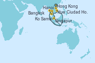 Visitando Hong Kong (China), Hanoi (Vietnam), Hanoi (Vietnam), Hue (Vietnam), Ciudad Ho Chi Minh (Vietnam), Bangkok (Tailandia), Bangkok (Tailandia), Ko Samui (Tailandia), Singapur