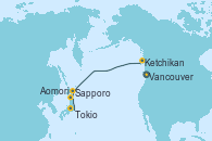 Visitando Vancouver (Canadá), Ketchikan (Alaska), Sapporo (Japón), Aomori (Japón), Tokio (Japón)