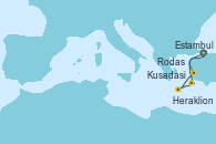 Visitando Estambul (Turquía), Estambul (Turquía), Kusadasi (Efeso/Turquía), Kusadasi (Efeso/Turquía), Heraklion (Creta), Rodas (Grecia), Estambul (Turquía)