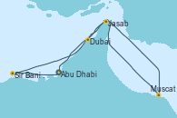 Visitando Abu Dhabi (Emiratos Árabes Unidos), Sir Bani Yas Is (Emiratos Árabes Unidos), Muscat (Omán), Jasab (Omán), Dubai, Dubai, Abu Dhabi (Emiratos Árabes Unidos)