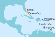 Visitando Bridgetown (Barbados), Fuerte de France (Martinica), Philipsburg (St. Maarten), Ocean Cay MSC Marine Reserve (Bahamas), Puerto Cañaveral (Florida)