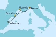 Visitando Valencia, Barcelona, Marsella (Francia), Savona (Italia), Valencia