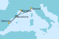 Visitando Barcelona, Marsella (Francia), Savona (Italia), Valencia, Barcelona