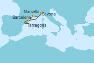 Visitando Tarragona (España), Marsella (Francia), Savona (Italia), Barcelona