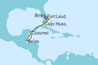 Visitando Fort Lauderdale (Florida/EEUU), Cayo Hueso (Key West/Florida), Belize (Caribe), Cozumel (México), Bimini (Bahamas), Fort Lauderdale (Florida/EEUU)
