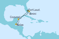 Visitando Fort Lauderdale (Florida/EEUU), Bimini (Bahamas), Belize (Caribe), Cozumel (México), Fort Lauderdale (Florida/EEUU)