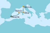 Visitando Alicante (España), Mahón (Menorca/España), Olbia (Cerdeña), Génova (Italia)