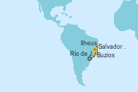 Visitando Río de Janeiro (Brasil), Buzios (Brasil), Salvador de Bahía (Brasil), Ilheus (Brasil), Río de Janeiro (Brasil)