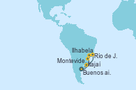 Visitando Buenos aires, Río de Janeiro (Brasil), Ilhabela (Brasil), Itajaí (Brasil), Montevideo (Uruguay), Buenos aires